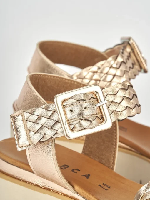 Sandali tacco 1cm pelle bronzo