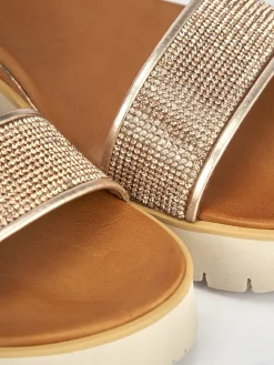 Sandali tacco 3cm pelle bronzo