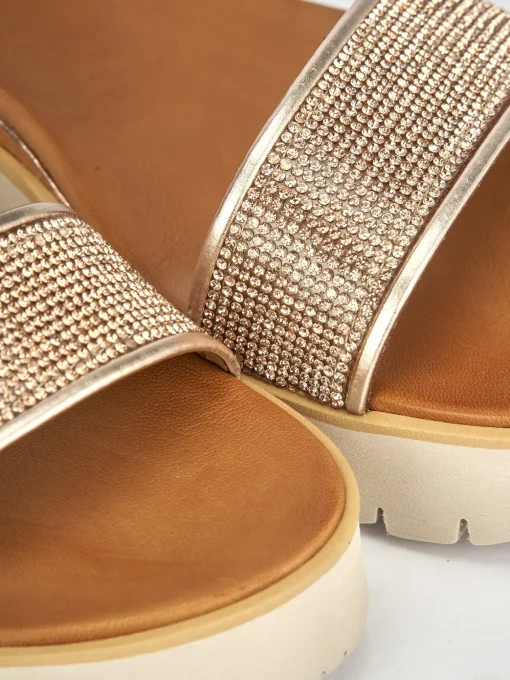 Sandali tacco 3cm pelle bronzo