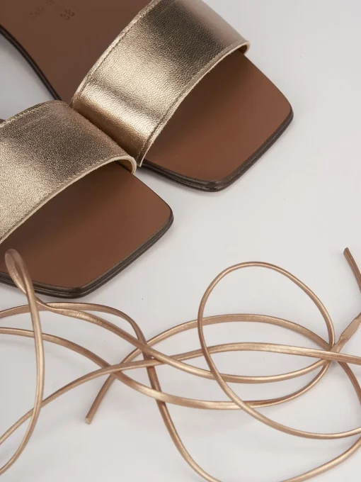 Sandali tacco 1cm pelle bronzo