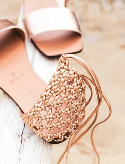 Sandali tacco 1cm pelle bronzo