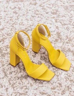 Sandali tacco 8cm pelle giallo