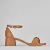 Sandali tacco 5cm pelle marrone
