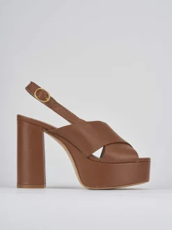 Sandali tacco 11cm pelle marrone