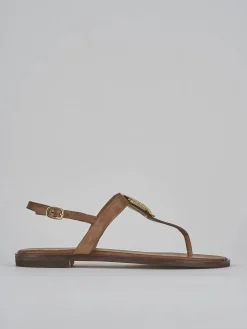 Sandali tacco 1cm pelle marrone