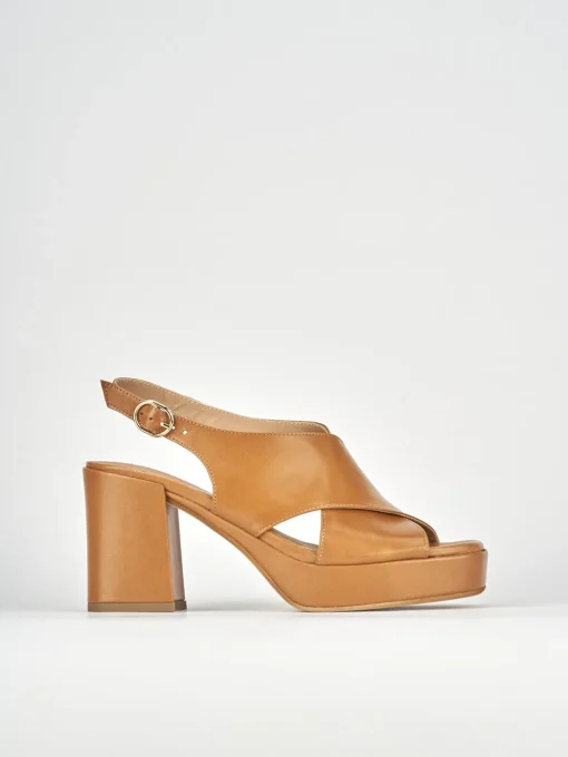 Sandali tacco 9cm pelle marrone