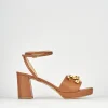 Sandali tacco 7cm pelle marrone