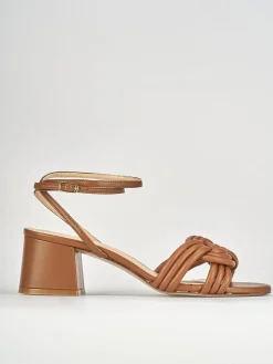 Sandali tacco 6cm pelle marrone