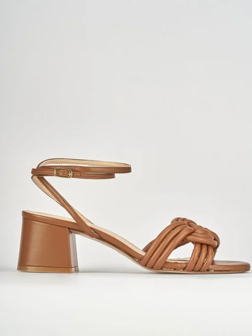 Sandali tacco 6cm pelle marrone