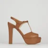 Sandali tacco 10cm pelle marrone