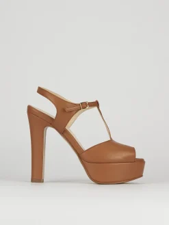Sandali tacco 10cm pelle marrone