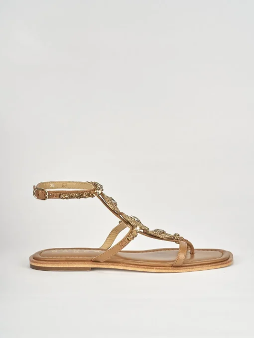 Sandali tacco 1cm pelle marrone