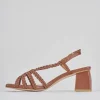Sandali tacco 6cm pelle marrone