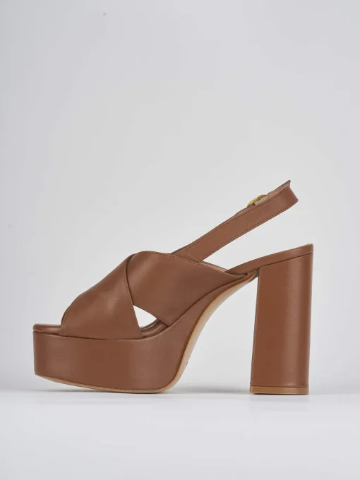 Sandali tacco 11cm pelle marrone