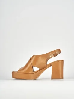 Sandali tacco 9cm pelle marrone