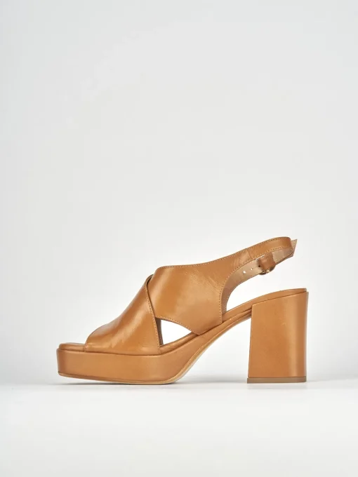 Sandali tacco 9cm pelle marrone