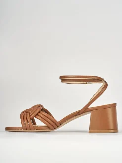 Sandali tacco 6cm pelle marrone