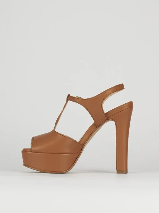 Sandali tacco 10cm pelle marrone