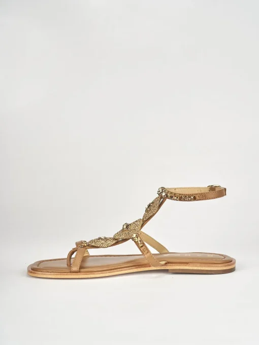 Sandali tacco 1cm pelle marrone
