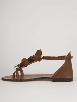 Sandali tacco 1cm pelle marrone