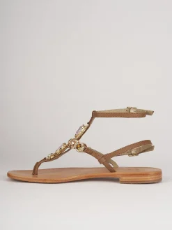 Sandali tacco 1cm pelle marrone