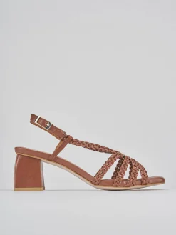 Sandali tacco 6cm pelle marrone