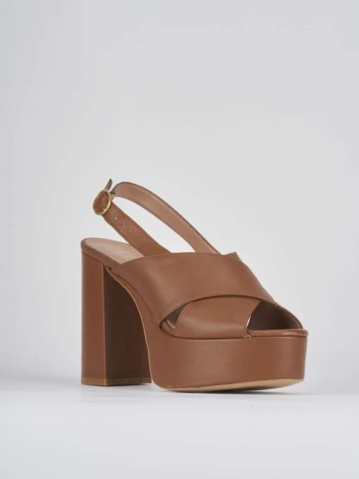 Sandali tacco 11cm pelle marrone