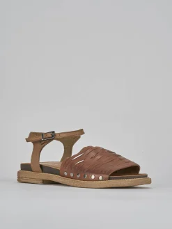 Sandali tacco 1cm pelle marrone