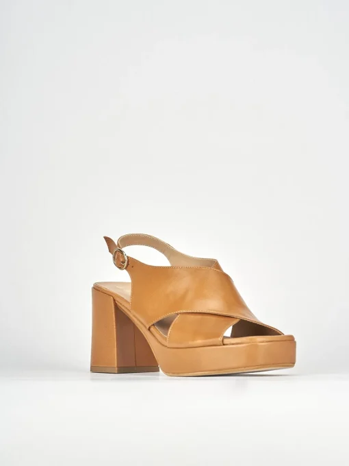 Sandali tacco 9cm pelle marrone