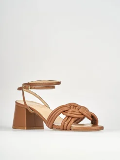 Sandali tacco 6cm pelle marrone