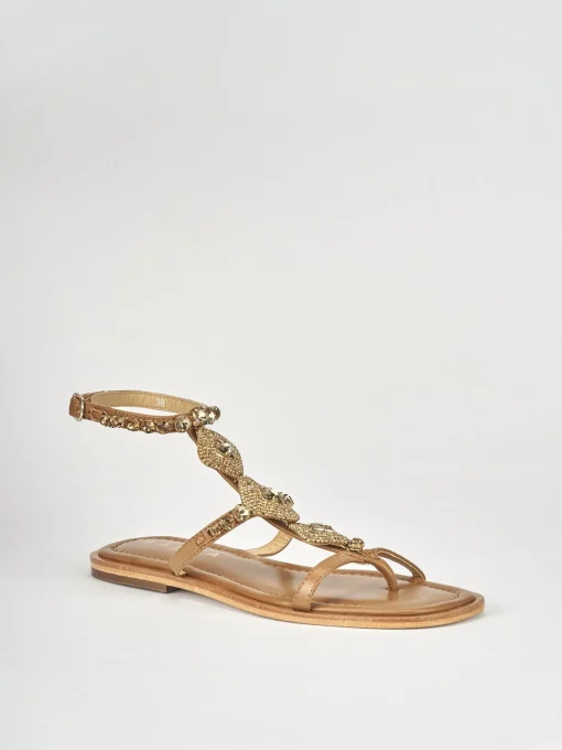 Sandali tacco 1cm pelle marrone
