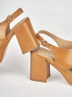 Sandali tacco 9cm pelle marrone