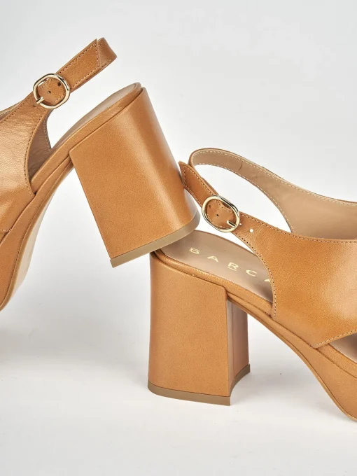 Sandali tacco 9cm pelle marrone