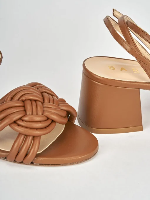Sandali tacco 6cm pelle marrone