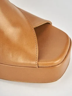 Sandali tacco 9cm pelle marrone