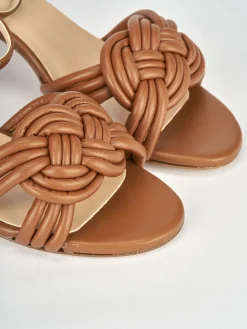 Sandali tacco 6cm pelle marrone