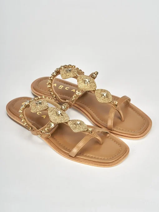 Sandali tacco 1cm pelle marrone