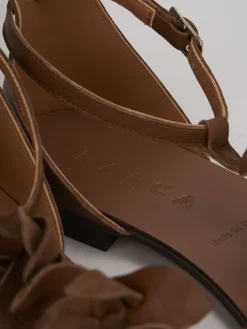 Sandali tacco 1cm pelle marrone
