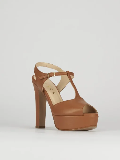 Sandali tacco 10cm pelle marrone