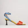 Sandali tacco 5cm pelle multicolor