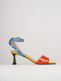 Sandali tacco 5cm pelle multicolor
