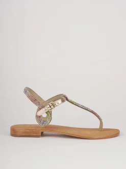 Sandali tacco 1cm pelle multicolor