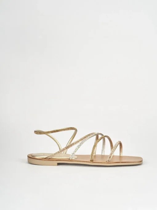 Sandali tacco 1cm pelle multicolor