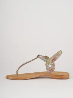 Sandali tacco 1cm pelle multicolor