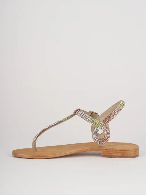 Sandali tacco 1cm pelle multicolor