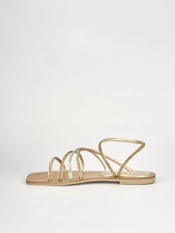 Sandali tacco 1cm pelle multicolor