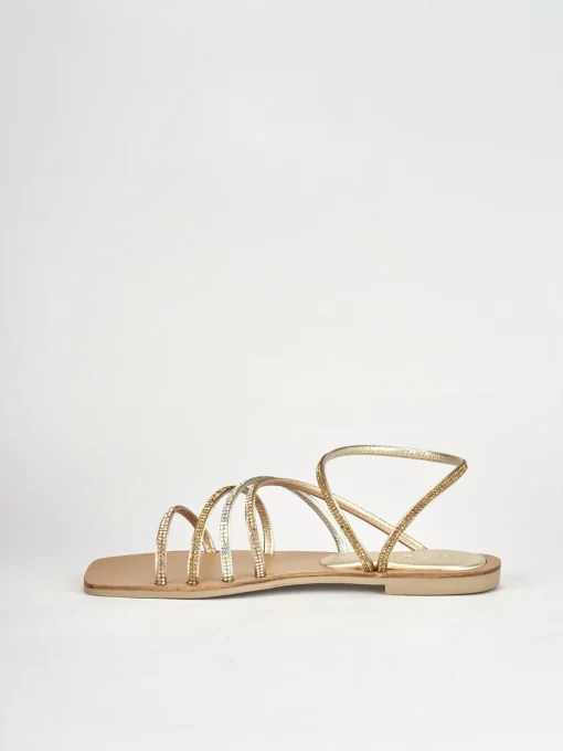 Sandali tacco 1cm pelle multicolor