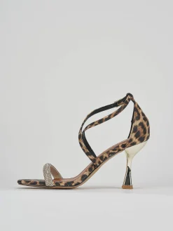 Sandali tacco 8cm pelle multicolor