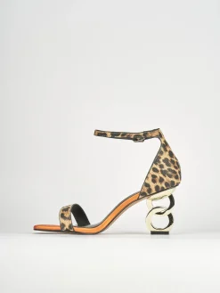 Sandali tacco 7cm pelle multicolor