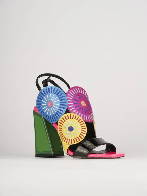 Sandali tacco 11cm pelle multicolor